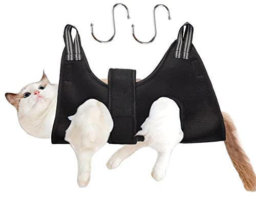 Amesor Soporte para Gatos para Cortar uñas,Recorte uñas para Mascotas, Soporte para Aseo | Ayudante Aseo para Mascotas, Cabestrillo baño, Hamaca para Perros y Gatos para Suministros