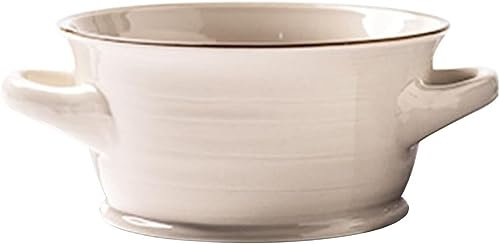 Tazza da zuppa in ceramica, tazza grande, tazze da brodo, ciotole da zuppa con manici, tazza da zuppa for microonde, ciotole da zuppa di cipolle francesi-blu- 800 ml, 15x15x7,5 cm ( Color : White , Si