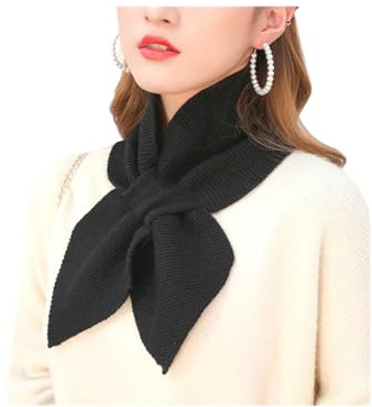 INOMAK Bufanda súper Suave para Mujer, Bufanda roja para Mujer Invierno, Bufanda de Punto cálido Engrosado, Bufanda de Cuello Cruzado (One,Black)