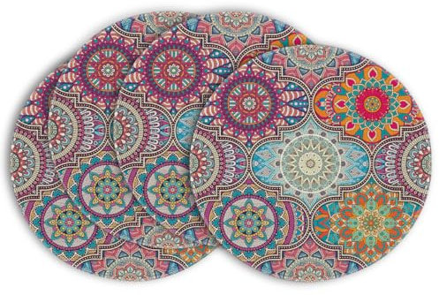 Artoid Mode Boho Vintage Geometrie Marokkanisch Mandala 4er Set Platzsets, 37cm Küche Tisch Dekoration Drinnen Urlaub Party Dekor