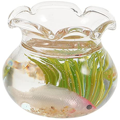 VICASKY Glas Koi Tank Mini Zubehör Mini Aquarium Modell Miniatur Puppenhaus Zubehör Puppenhaus Miniatur Zubehör Miniatur Aquarium Modell Winziges Zubehör