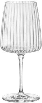 Bormioli Rocco Exclusiva Merlot Glasses, Set of 4-18 Oz. Ribbed Long Stem Star Glass Goblets with XLT Reinforced Stems - Italian-Made Red Wine Drinkware - Dishwasher Safe Crystal Glasses