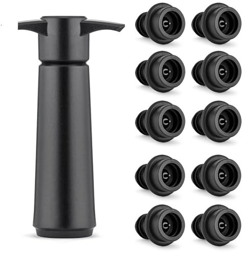 Wine Saver with 10 Vacuum Stoppers Vacuum Wine Stopper Reusable Wine Preserver Wine Pump + Wine Bottle Stoppers Bottle Sealer Keeps Wine Fresh(Wine Pump+10 stoppers)