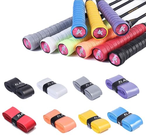 8 Pcs Badminton Racket Grip, Tennis Racket Grip Tape Badminton Racket Grip Tape, Breathable Perforated Grips, Replacement Grip Tape Squash Grips for Tennis Racket,Badminton (8 clolors, 2.5 x 110cm)