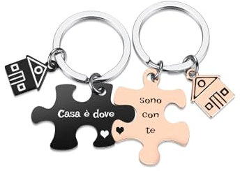 Zysta Portachiavi Puzzle Diviso Incisione Casa è Dove sono con Te per Coppia Portachiavi Casa Inciso con Casetta Carina Yin e Yang Porta Chiavi Fidanzati Regalo per Lui Lei Inaugurazione Anniversario