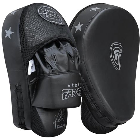 Farabi Sports Box pratzen Curved Punching Mitts Pads - Boxing Pads zum Boxen Muay Thai Training (Black)