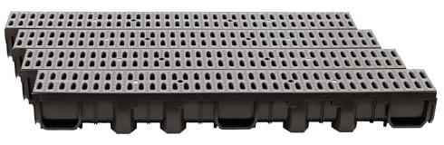 ScarMaxx - Canale di drenaggio da 4 m - Canale a Pavimento - Scarico dell'Acqua piovana - A15 Altezza 115 mm - Set Completo - per raccordi angolari e trasversali - Classica Grigia - 13x400x11,5 cm