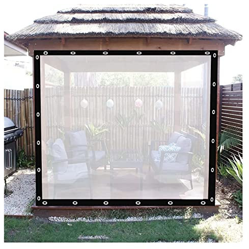 Bâches Transparentes avec œillets, Couverture en Plastique pour pergola en Bois, abris d'auto, Bateaux, Pavillons, Rideaux de Porte de Garage (Couleur : Transparent, Taille : 12' x 20')