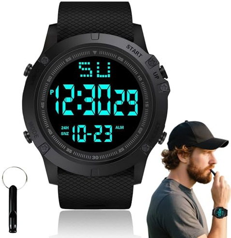 atnayo Referee Watch, Digital Waterproof Wrist Stopwatch with Whistle for Training, Running, Outdoor Activities