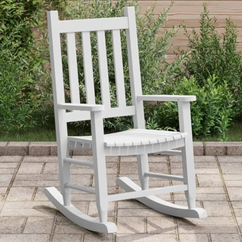 AJJHUUKI Mecedora para niños, color blanco, madera maciza de álamo, sillas mecedoras
