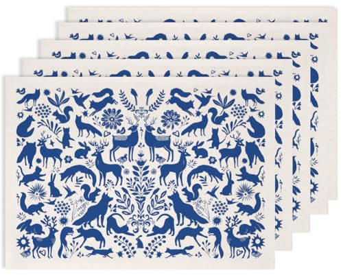 SUPERDANT 5 calcomanías de cerámica de papel de transferencia bajo esmalte, diseño de animales silvestres, silueta, ciervo, lobo, conejo, floral, para tazas, platos, jarrones, principiantes, hechos a