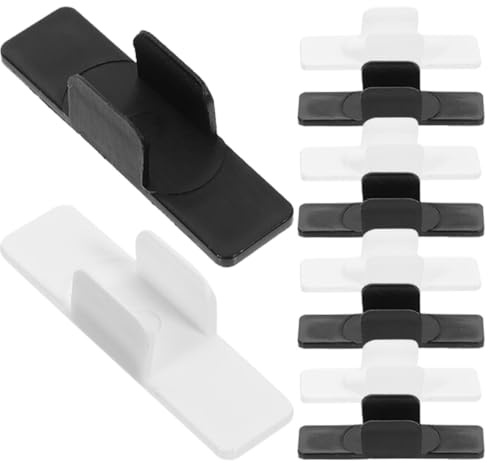 10pcs Adhesive Plastic Pen Clips Pencil Holders with Sponge Base, U-shaped Multipurpose Pen Buckles for School Whiteboard and Office Desk Organizers, Black and White