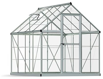 Canopia by Palram Gewächshaus klein Harmony 6x8 Treibhaus 247x185 cm Aluminium Silber Tomatenhaus Polycarbonatplatten UV-beständig