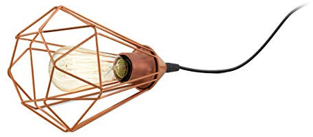 Eglo lampe de table Tarbes, lampe de chevet vintage au design rétro, luminaire en acier, couleur cuivre, noir, douille E27