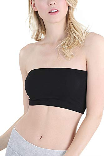 NIKIBIKI Women Seamless Basic Bandeau, Made in U.S.A, One Size (Black)