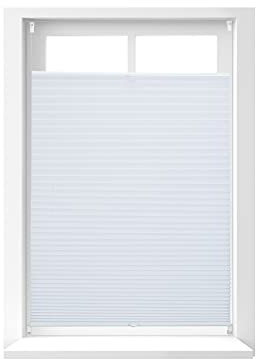 3x Plissee Rollo ohne Bohren, Klemmfix zum Kleben, Faltrollo lichtdurchlässig, Faltstore weiß, B x H: ca. 80 x 130 cm