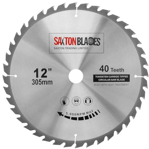 TCT30540T Saxton TCT - Hoja de sierra circular para madera, 305 mm x 30 mm x diámetro x 40 T para Bosch Makita Dewalt