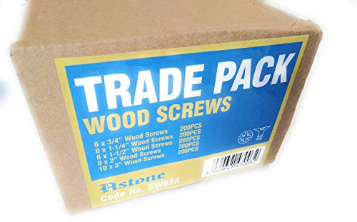 Astone Twin Thread woodscrew Trade Pack: Bright zinc Plated; 5 Sizes; 1000 Pieces