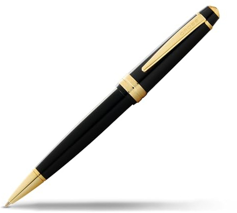 Cross Bailey Light - Penna a sfera (tratto F, colore inchiostro: nero, in confezione regalo, colore: Nero con finiture dorate