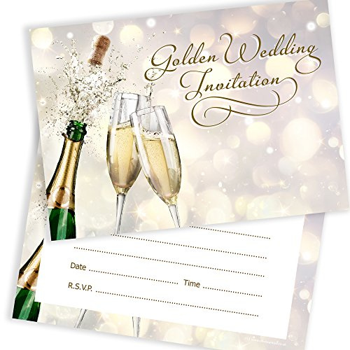 20 x Golden Anniversary Invitations from Olivia Samuel - Ready to Write - Envelopes Included