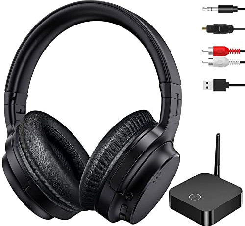 LETSACTIV Kabellose Kopfhörer für Fernseher, Over-Ear kabellose 196ft Wireless-Reichweite,unterstützen Optical, AUX, RCA und USB,40 Stunden Audio-Wiedergabezei, hohe Lautstärke, Hi-Fi Audio