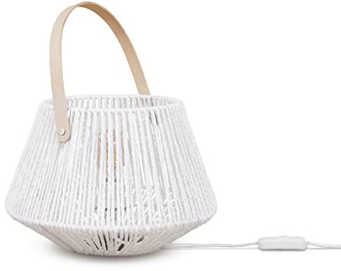 Paco Home Lampada Da Tavolo Lampada Da Comodino Lampada Da Lettura Paralume Cesto Deco Boho E27, Tipo di lampada:Tipo 2, Colore:Bianco
