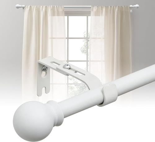DAKEPOLE Tringles à rideaux extensibles - 70-120 cm - Blanc - 16 mm - Avec supports - En acier inoxydable - Pour chambre à coucher, salon, cuisine