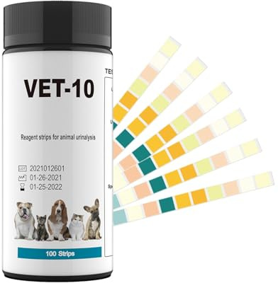 100 tiras de orina de 10 parámetros, tiras de prueba de orina de mascotas veterinarias, pruebas precisas de parámetros de análisis de orina, 10 en 1 detecta glóbulos blancos, urobilinógeno, proteínas,