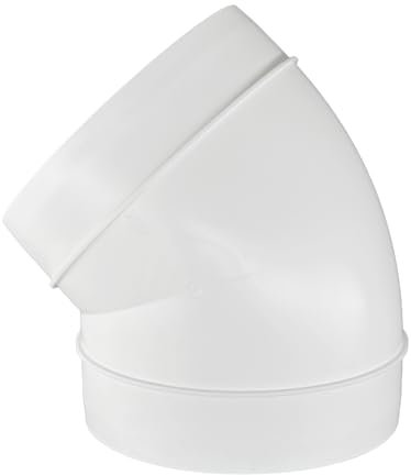 H&C VENT 125mm Codo de 45 Grados para Ventilación │ Tubo Aire Acondicionado PVC │ Para Tubería Flexible o Sólido │ Conector de Manguera │ Extractor de Baño Cocina Tubo Rejilla Secadora Ventilador