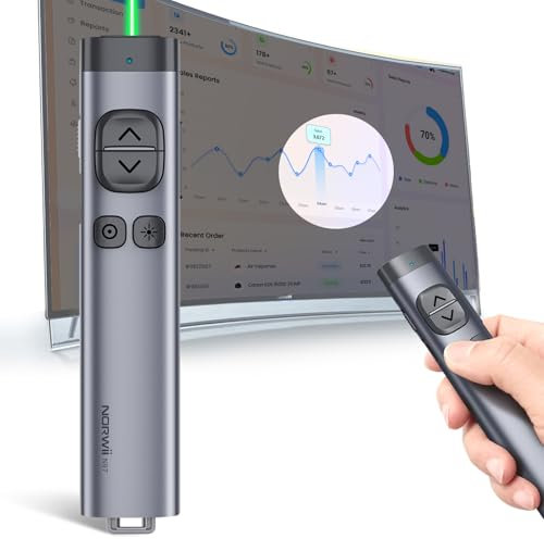 Norwii N97 TV Bildschirm Präsentation Clicker für Powerpoint Präsentationen, Powerpoint Clicker, Präsentation Rremote, Bluetooth Wireless Presenter, Digital Pointer für TV Bildschirm