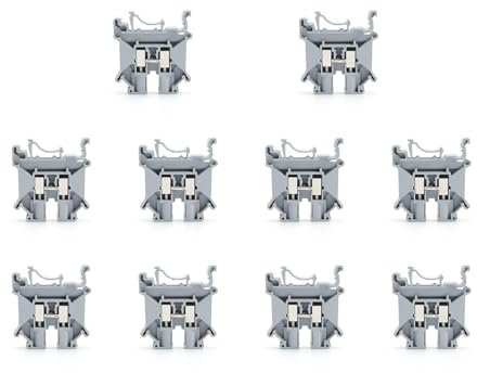 SHENGYIG 10 Piezas ​Modular de Tierra de Tornillo, Clemas Carril DIN, Gris, Cubierta Nailon PA66 Retardante de Llama, Bloque de Conexión Rápida, para Instalación Gabinetes Distribución Energía