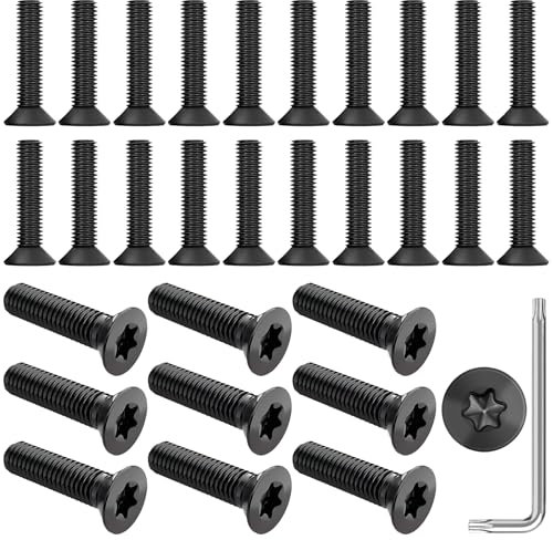30 Pièces M5 x 30mm Vis Torx Tete Fraisee, Noir Vis Inox Tete Fraisee avec Clé Torx, Vis Entièrement Filetées pour l'équipement de Machine et les Meubles à la Maison