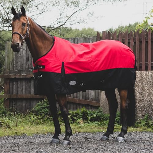 eQuitack Your Passion Is Our Mission 1200 Denier Pferdedecke Regendecke mit Fleece Lining Rot/Schwarz 155cm