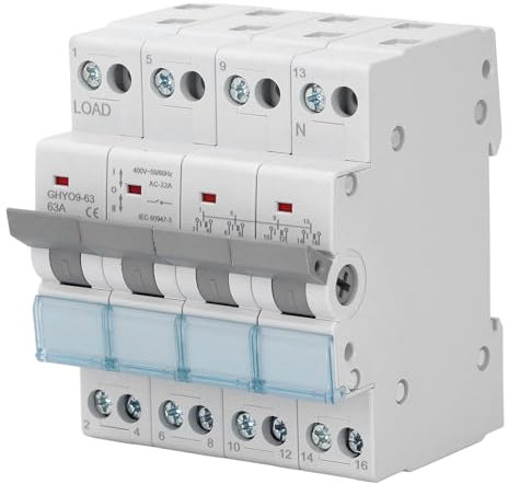 Interruttore di trasferimento manuale, interruttore di trasferimento RV con montaggio su guida DIN 63A 4P, interruttore di commutazione 'alimentazione di backup di emergenza