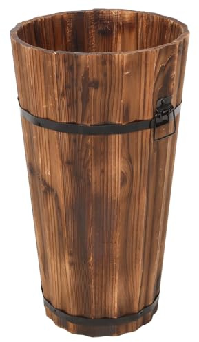 NOLITOY Paragüero de Madera Estilo Rústico para Entrada y Pasillo Estante para Guardar Paraguas y Organizador de Bastones, Ahorro de Espacio Hogar