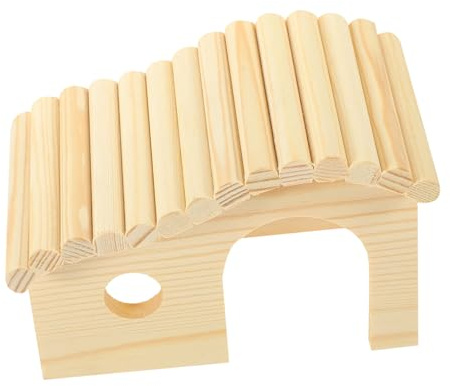 VICASKY Maison pour Hamster Nain en Bois Naturel sans Peinture, Cabane Spacieuse Nid, Balcon Et Échelle, Habitat Résistant à L'humidité pour Petits Animaux comme Hamsters, Souris Et Cochons d'Inde