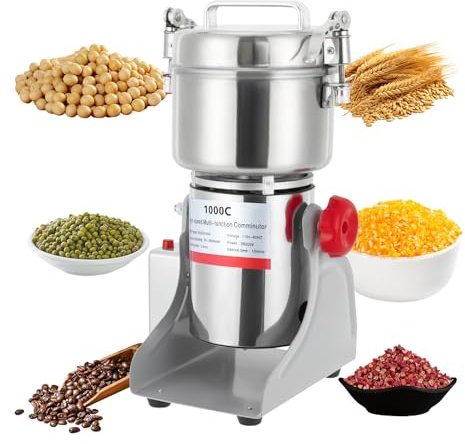Electric Grain Mill Grinder 1000g, 3600W Stainless Steel Mill Grinder 30000r/min High Speed Food Grain Mill 180° swingable Superfine powder for Home and Commercial