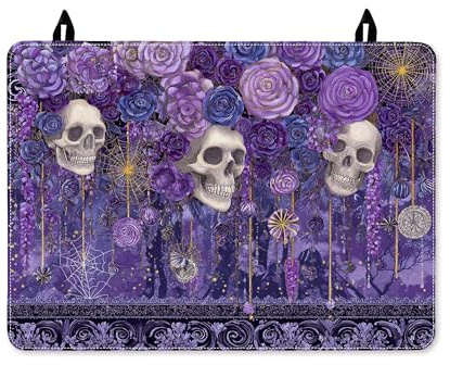 Coperture per fornelli elettrici, motivo teschi e rose, copertura decorativa per forno elettrico, in gomma, lavabile, decorazione da cucina, 71 x 50 cm