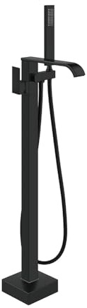 Robinet de Baignoire avec Douchette,Mitigeur de Douche Montage au Sol, Remplissage de Baignoire sur Pied,pour Bain et Douche, Nettoyage des Canalisations,Style Moderne Noir