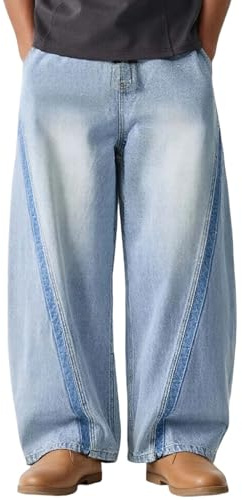 Vaqueros Hombres Jeans Holgados para Adolescentes Pantalones Anchos con Goma Pantalón Casual Hip Hop Tejanos Y2K de Otoño Pantalones Amplios para Exteriores