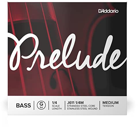 D'Addario J611-1/4M Stainless Steel Prelude Kontrabass Einzelsaite 'G' Kohlefaserstahl/Nickel 1/4 Medium