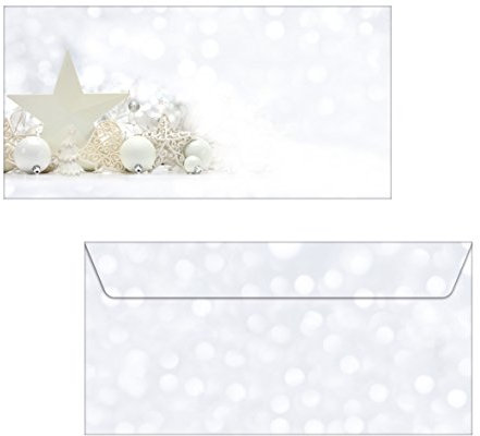SIGEL DU041 Briefumschläge Weihnachten, White Stars, DIN lang, 25 Stück
