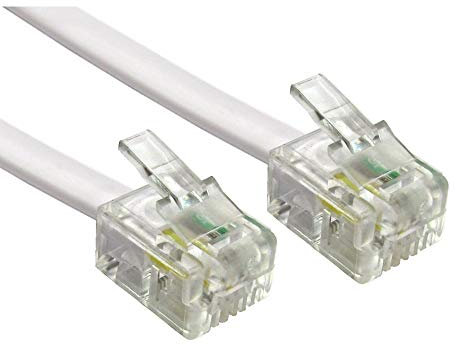 Alida Systems ® Câble ADSL 2m - Supérieure Qualité/Broches de Contact Plaqué Or/Internet Haute Vitesse à Large Bande/Routeur ou Modem à la Prise Téléphonique RJ11 ou Microfiltre/Blanc