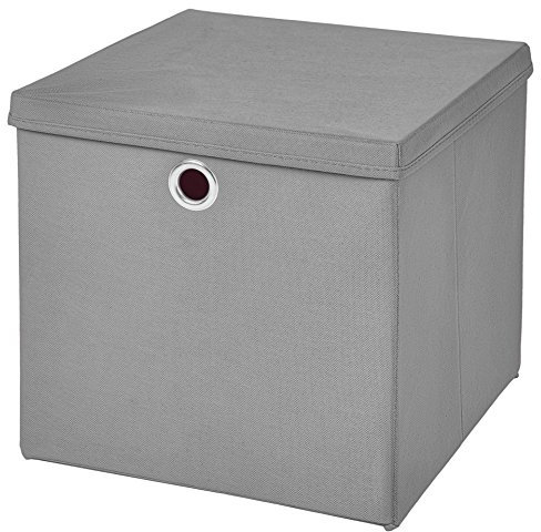 Stick&Shine 1x Aufbewahrungs Korb Hellgrau Faltbox 33 x 33 x 33 cm Regalkorb faltbar mit Deckel