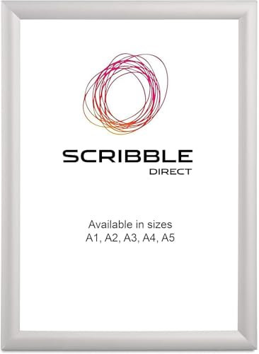 Scribble Cornice a scatto classica per poster/certificati, cornice in alluminio anodizzato argento da 25 mm (A2)