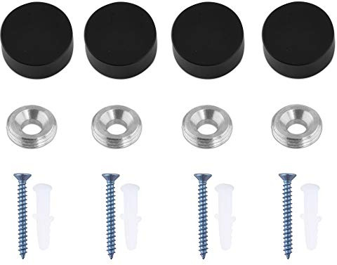 TOPNIKE Mirror Screws, Aluminum Cap Decorative Mirror Nails, Sign Advertising Hardware, Construction with Decorative Cap Cover Nails, Φ0.6, Black, 4 Pack