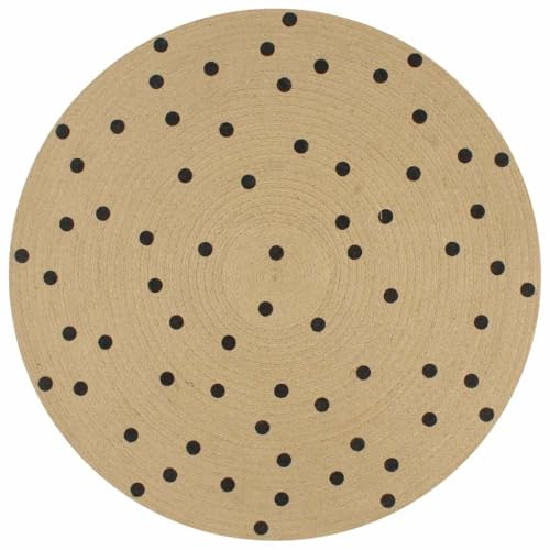 vidaXL Alfombra de Yute Tejida a Mano de Yute Estampado Lunares 90 cm