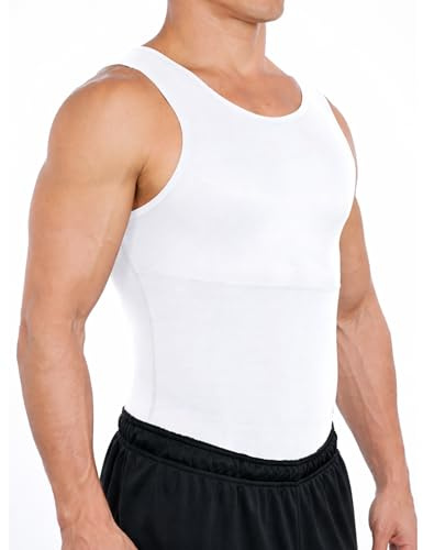 Esteem Apparel New Mens Compression Shirt Slimming Body Shaper Undershirt (White, XXL)
