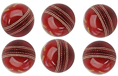 AnNafi® Red Cricket Ball | Red Color Leather Cricket Balls For Practice A Grade Handstitched | Senior Official Hard & Seasoned |No Stamp For Indoor and Outdoor Practice & Training Cricket Ball (6)