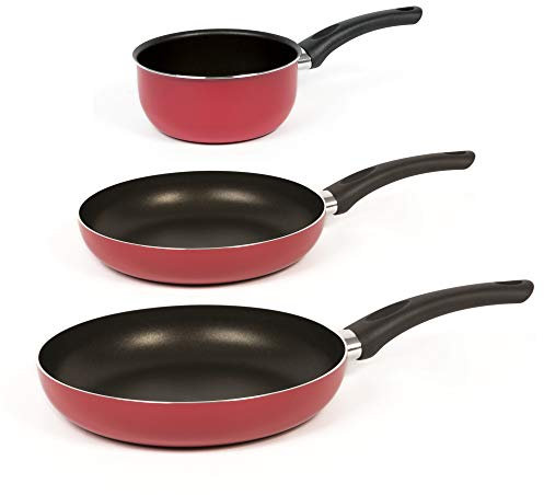 Set Padelle Antiaderenti Ø 24 28 e Casseruola Ø 16 in Alluminio - Ravelli Linea 10 - Kit Cucina 3 Pezzi